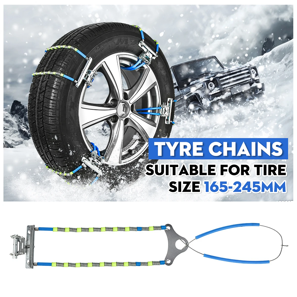 1PCS 165-245mm Car Tire Snow Chains Adjustable Anti-skid Chain Safety Snap Skid Tyre Wheel Chains Winter Steel For Truck Car SUV