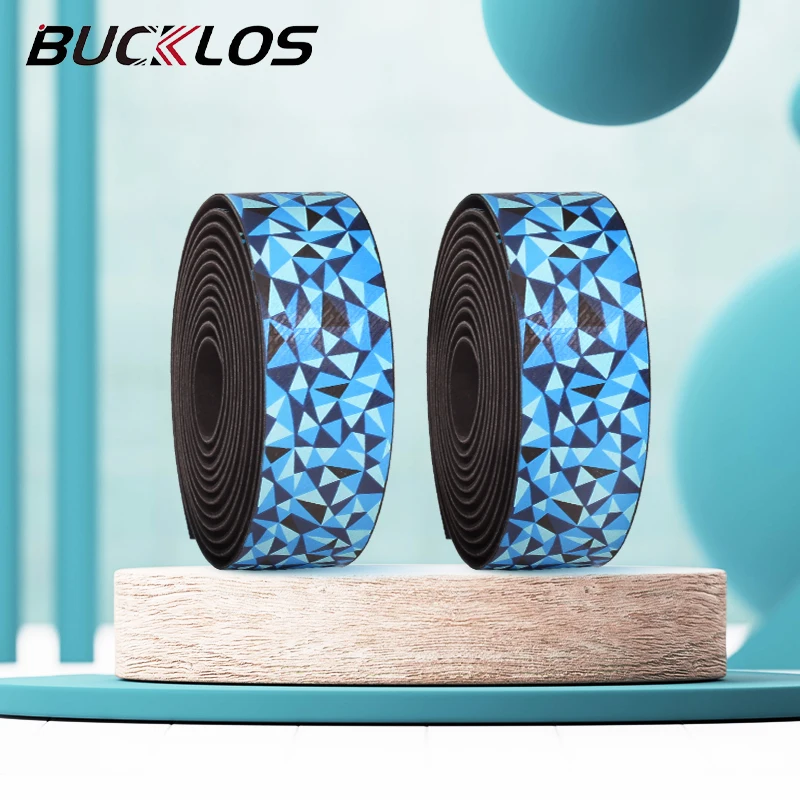 

BUCKLOS Shock Absorption Bike Handlebar Tape Gradient Fashionable Bicycle Handle Bar Belt Wrap with Plug Ends Road Cycling Parts