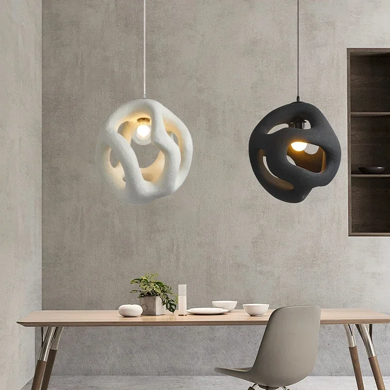 

Wabi-Sabi New Design Style Pendant Lamp Restaurant Home Decor Bedroom Dining Resin High-end Indoor Hanging LED Lighting Fixtures