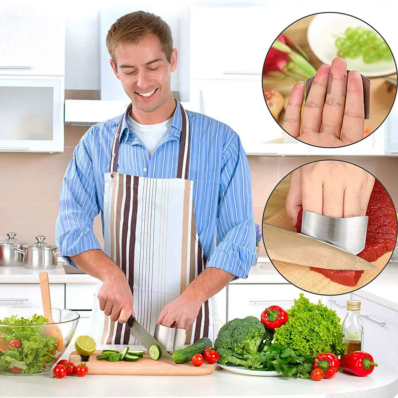 Stainless Steel Finger Anti-cut Finger Guard Protector Gadgets for Hand Safe Easy Cutting Cooking Tools Kitchen Accessories 1Pcs