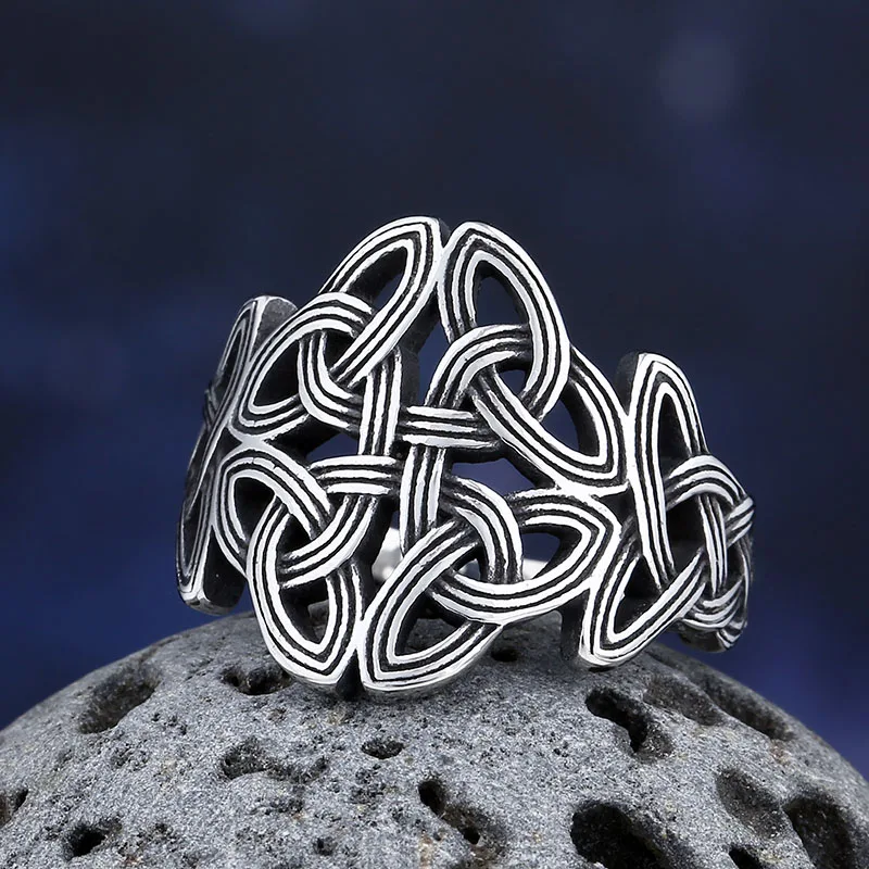 Finger Rings Fashion Rings Fashion Ring Stainless Steel Rings Metal Rings 316L Stainless Steel Viking Norse Celtic Knot Rings Men Vintage Jewelry Boyfriend Gift