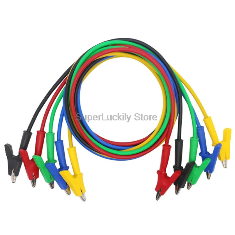 High pressure dual head alligator clips wire jumper crocodile cable clip leads alligator DIY double-ended test electrical alligator clips 1Meter