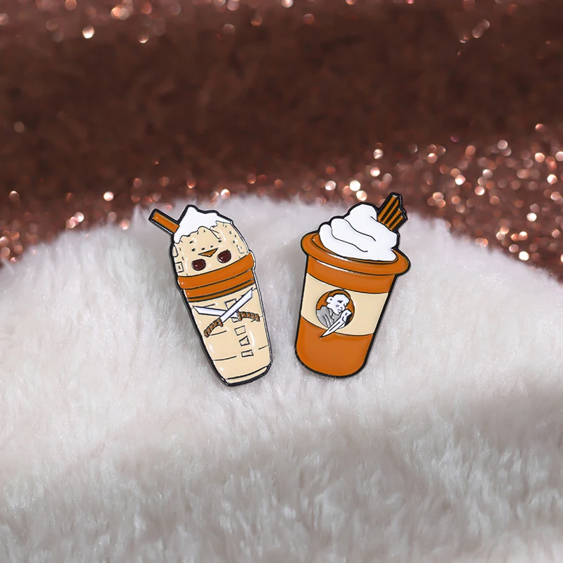 Horror Ghost Boo Kaffee Emaille Pins benutzer definierte Hexen bier Eis Broschen Revers Abzeichen Punk Halloween Zubehör für Freunde – Detail 9