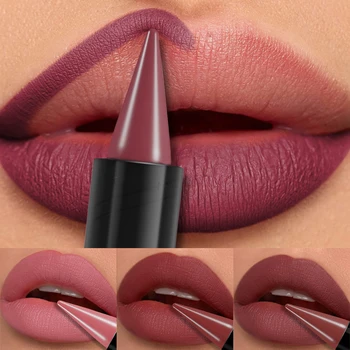 Rossetto Liquido Opaco a Lunga Durata 15 Colori, Penna Labbra Impermeabile, Tinta Contorno Labbra, Lucidalabbra Marrone, Matita Labbra per Trucco