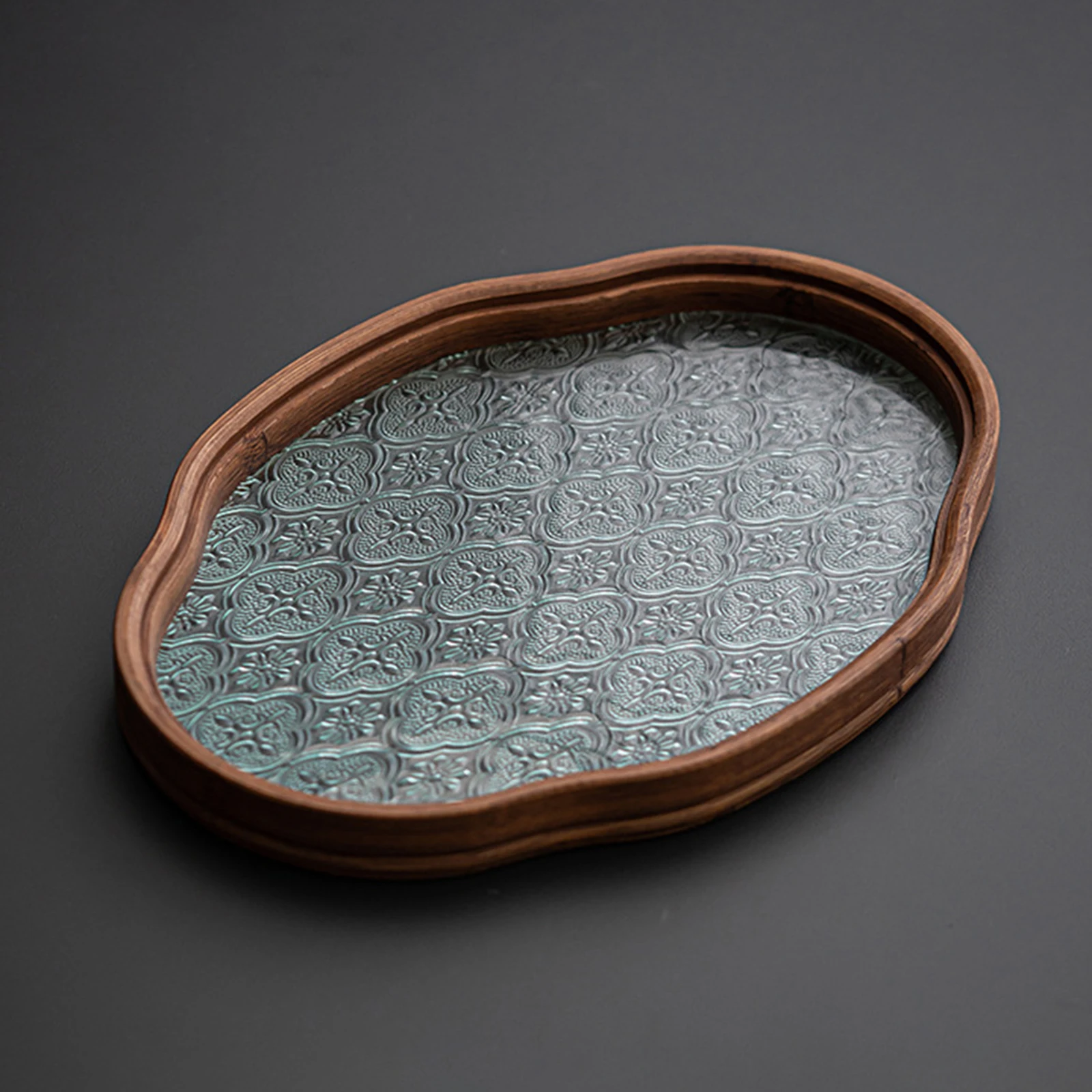 Begonia Flower Glass Tray Tea Cup Serving Platter Organizer Jewelry Organizer Tray for Party Guest Room Dining Room Event 4