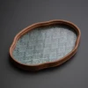 Begonia Flower Glass Tray Tea Cup Serving Platter Organizer Jewelry Organizer Tray for Party Guest Room Dining Room Event 4