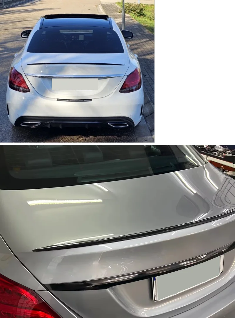 Für Mercedes Benz Zubehör C-Klasse W205 2015+ C63 C43 C180 C200 C250 C300 AMG Auto Hinten Stamm lip Spoiler Flügel Weiche Kunststoff Gl – Detail 2