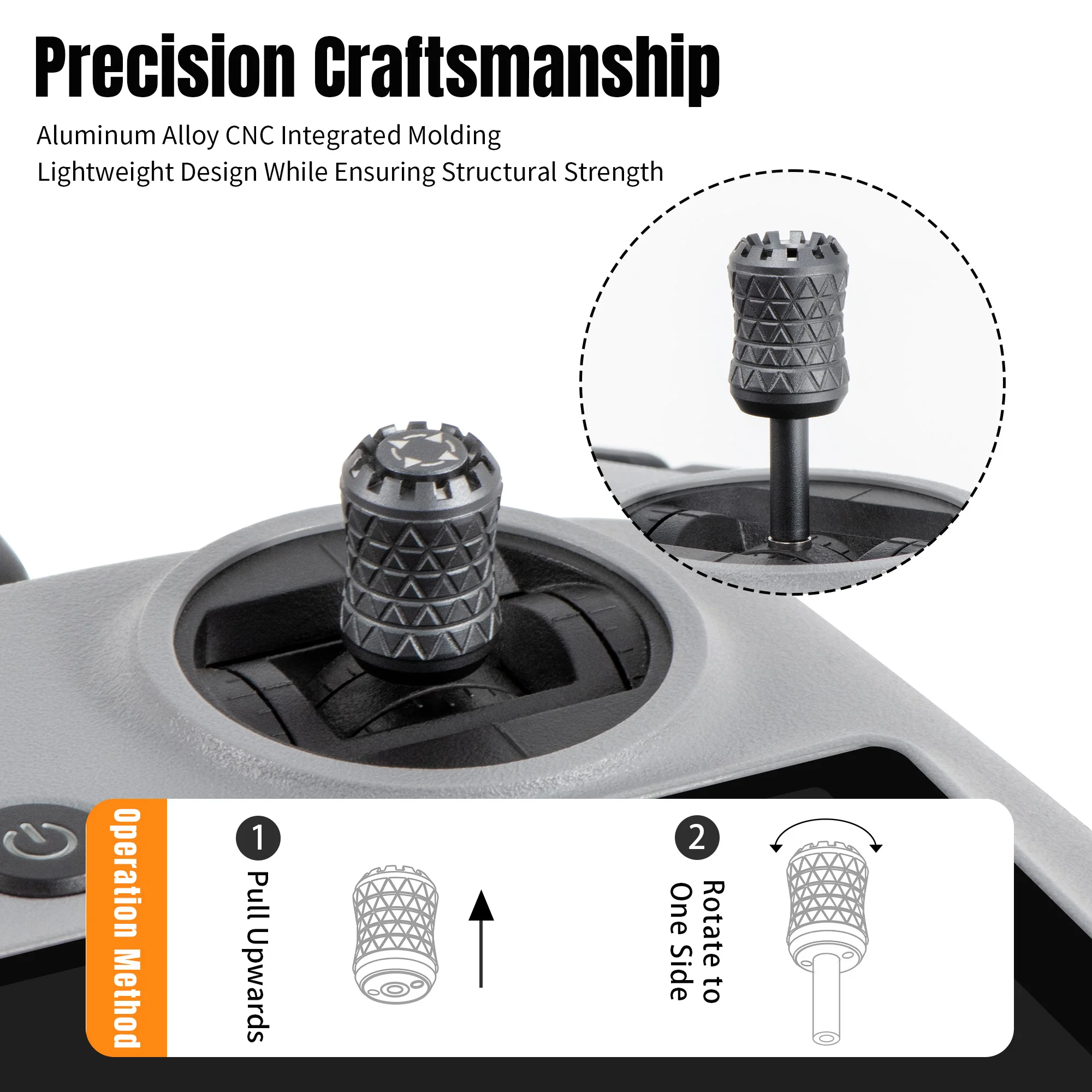 Joystick rétractable en alliage d'aluminium pour télécommandes RC Mini 5 Pro Neo, en main
