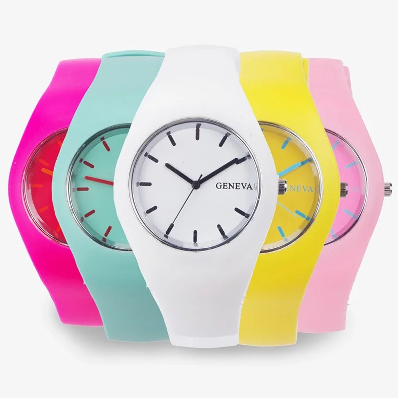 2020 Geneva Women Sport Watches Cream Color Ultra-thin Fashion Gift Silicone Strap Leisure Watch Women Women's Jelly Watches 4