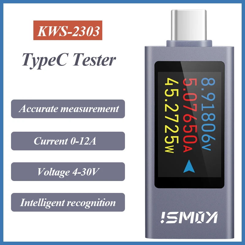 Фото Устройство для измерения силы тока и напряжения, USB Type-C, 4-30 в, 0-12 А №1