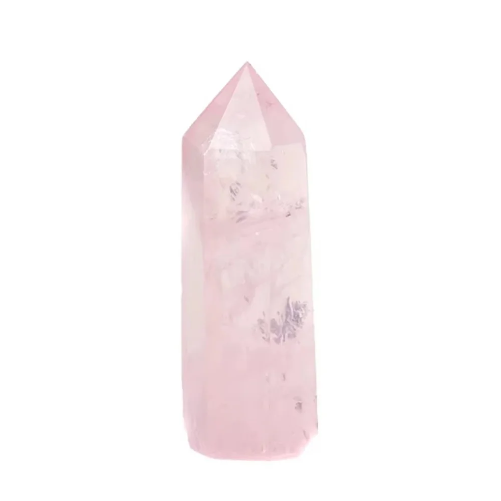 Natural Pink Crystals Wand High QualityCrafts Crystal Rose Quartz Point Tower Reiki Healing For Healing and home decoration 6