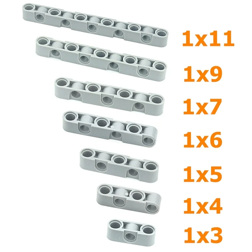 Studless Liftarm 크레인 MOC 기술 특수 부품 1x3 1x4 1x5 1x6 1x7 1x9 1x11 빔 센터 두꺼운 구멍 빌딩 블록 DIY 벽돌