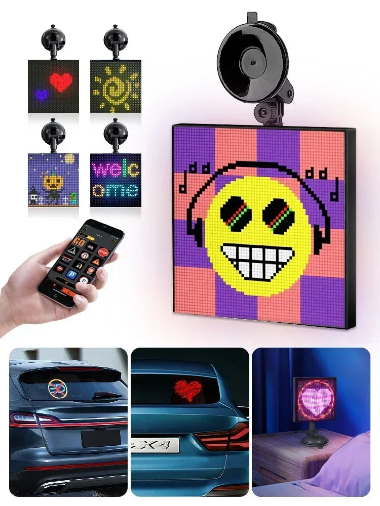 Car LED Sign Screen 32x32 led Smart Matrix Pixel Panel Lamp Mobile Phone APP Control for Windshield Display Screen Auto Decor