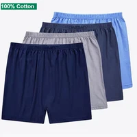 4 Pack Men's Boxer Briefs 100% Cotton Big & Tall Underwear, Anti-Chafing Loose Fit Breathable Soft Underpants for Heavy Men