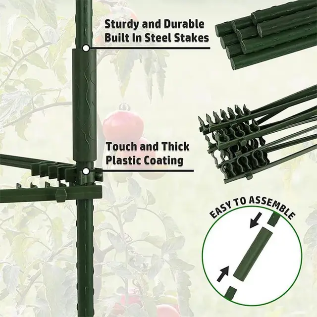 Paradicsom Ketrecek Edényekhez Támogató Trellis 3 Pack Heavy Plant Cage Ketrec Zöldségrácsos Összeszerelt Tét - Image 3