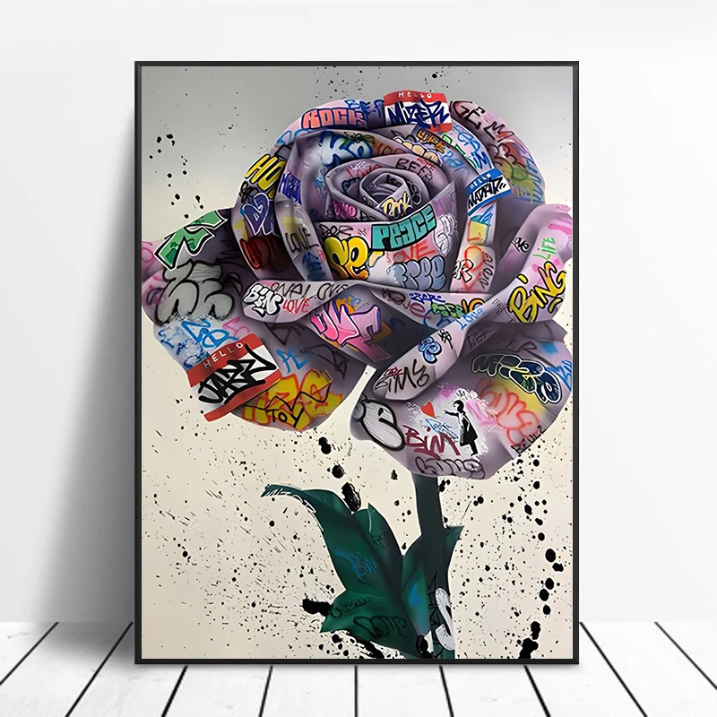 thumbnail image 1 of Póster de arte de pared con gestos de grafiti callejero, mural pop abstracto, decoración moderna para el hogar, pinturas en lienzo, imágenes, impresiones, decoración de la habitación, 1 of 5