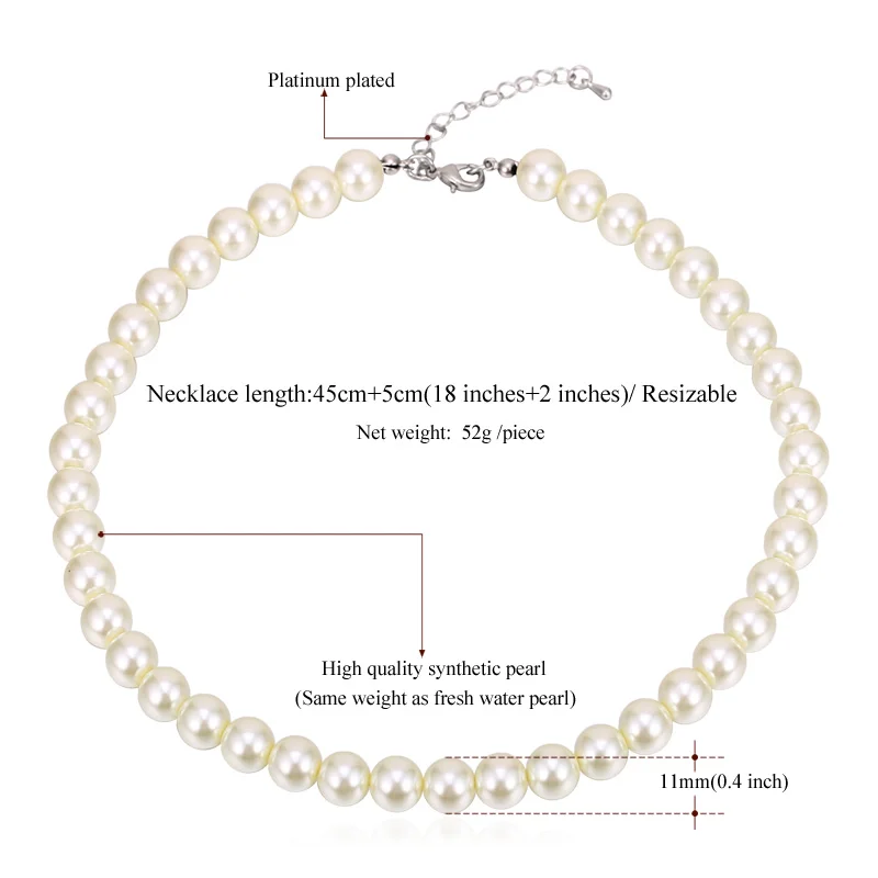 ChainsPro Simulated Pearl Choker Necklace Women Wedding/Bridal Gift Pearl Bead Statement Necklace Women Jewelry N036