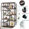 Bookshelf Industrial 5 Tier Etagere Bookcase, Freestanding Tall Bookshelves Display Shelf Storage Organizer 5