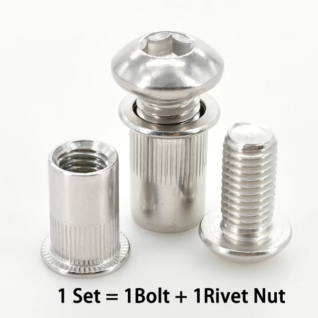 Threaded Rivet Screw M3 M4 M5 M6 M8 M10 M12 Threaded Rivet Screw Nut Bolt Set 304 Stainless ...