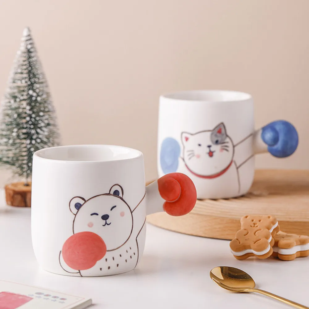 Lovely Kids Cups 450ml the Rabbit Monkey Milk Cups Coffee Water Cup  Drinkware Cute Cartoon Mug with Spoon Lid Xmas Gift - AliExpress