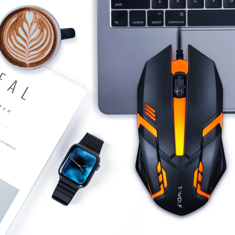 Ratón con cable, USB, botones iluminados, universal para ordenadores de escritorio y laptops, para oficina, uso doméstico y comercial