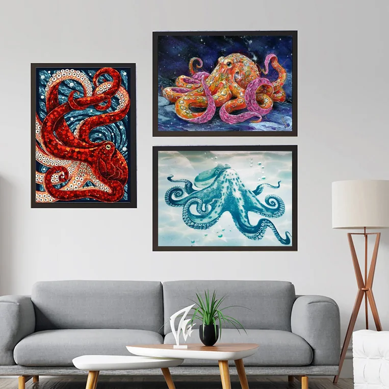 

DIY 5D Octopus Diamond Painting by Number Kits Sea Fish Full Drill Rhinestone Embroidery Pictures Craft Home Wall Decoration