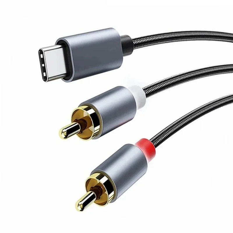USB-C to Dual RCA Audio Adapter Cable - Premium Quality Stereo Connector