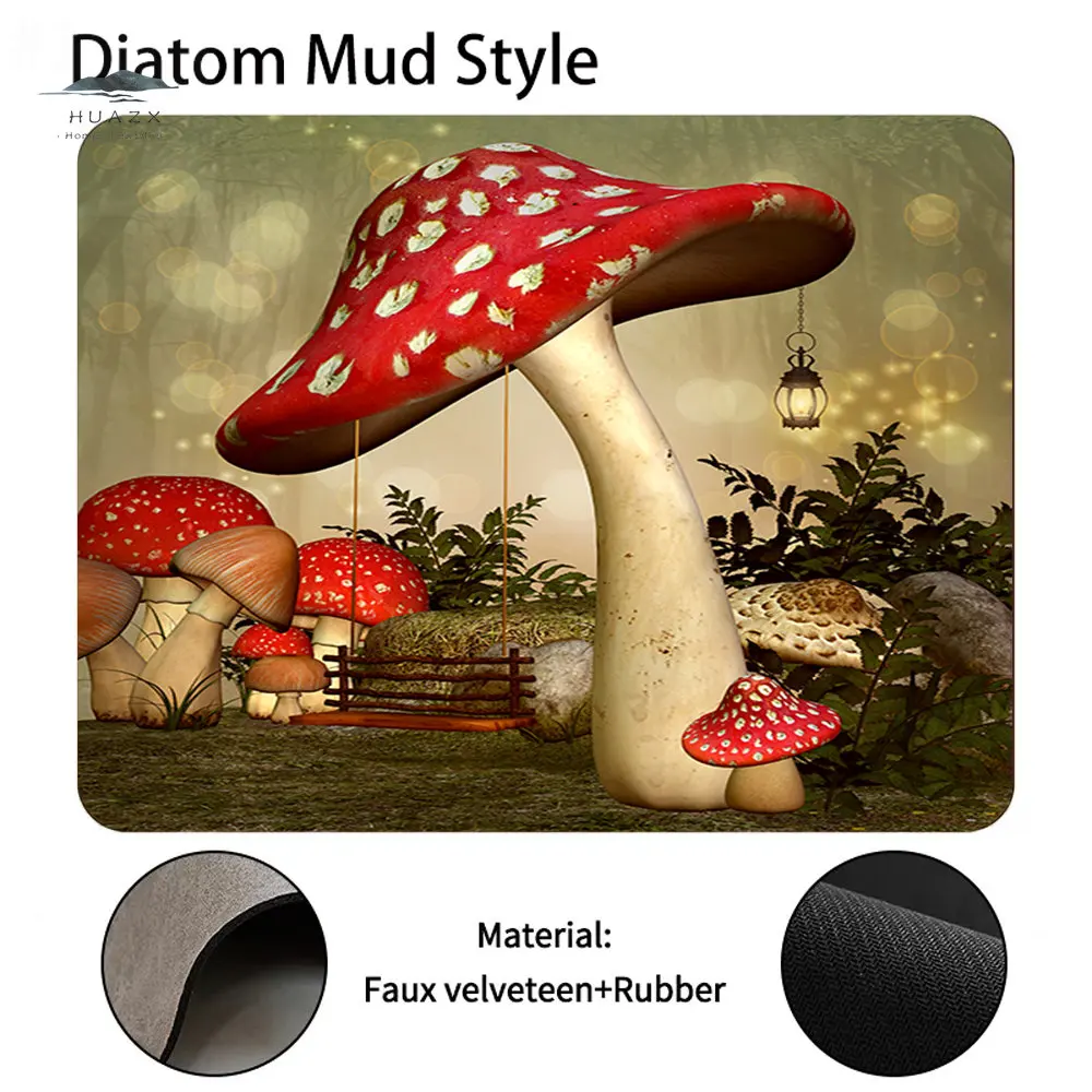 Magic Mushroom House Drain Pad Dish Drying Mat for Kitchen Sink Tableware  Dinnerware Super Absorbent Room Decoration Aesthetic