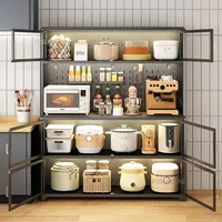 Multi-layer Microwave Ovens Pots Storage shelf Home Multi-functional Storage Cabinets Floor-standing Kitchen Cabinets Sideboard 2