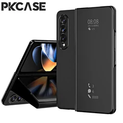 Smart Mirror Flip Leather Phone Case - Premium Design Cover for Galaxy Z Fold 8 Wide (Black)