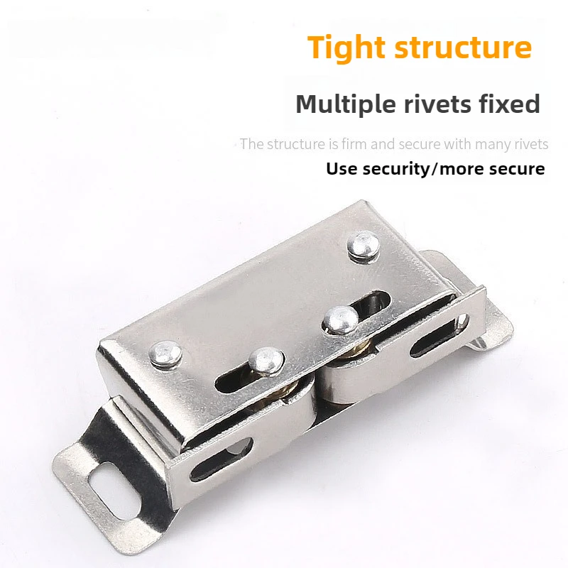 Cabinet Door Lock Door Lock Buckle Stainless steel button household wardrobe door buckle bead double wheel spring fixed lock bookcase cabinet door buckle