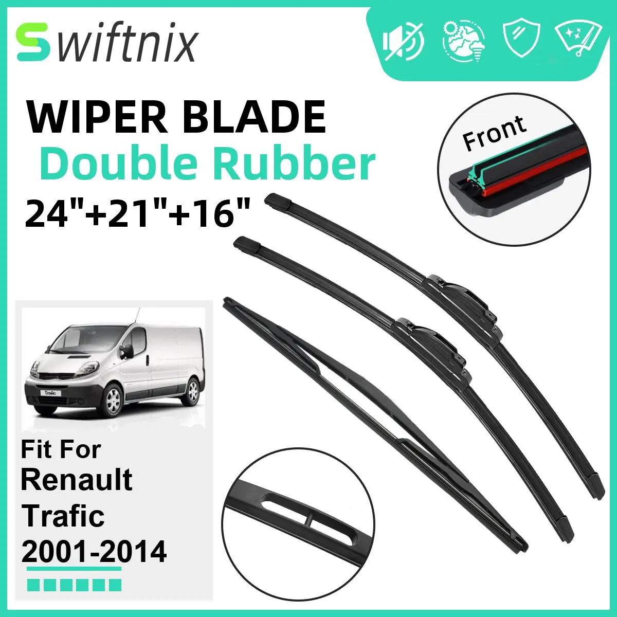 

Щетки стеклоочистителя автомобильные двойные резиновые для Renault Trafic 2001-2014, 2013, 2014