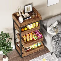 Wood Fruit and Vegetable Storage Rack, 5-Tier Pull-Out Snack Stand Fruit Basket Stand, Utility Shelf Organizer for Kitchen 2