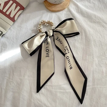 New Fashion Bow Hair Rope Hair Belt Girl temperament Silk Scarf Headdress Headbands Women Elegant Hair Bands hair accessories 5