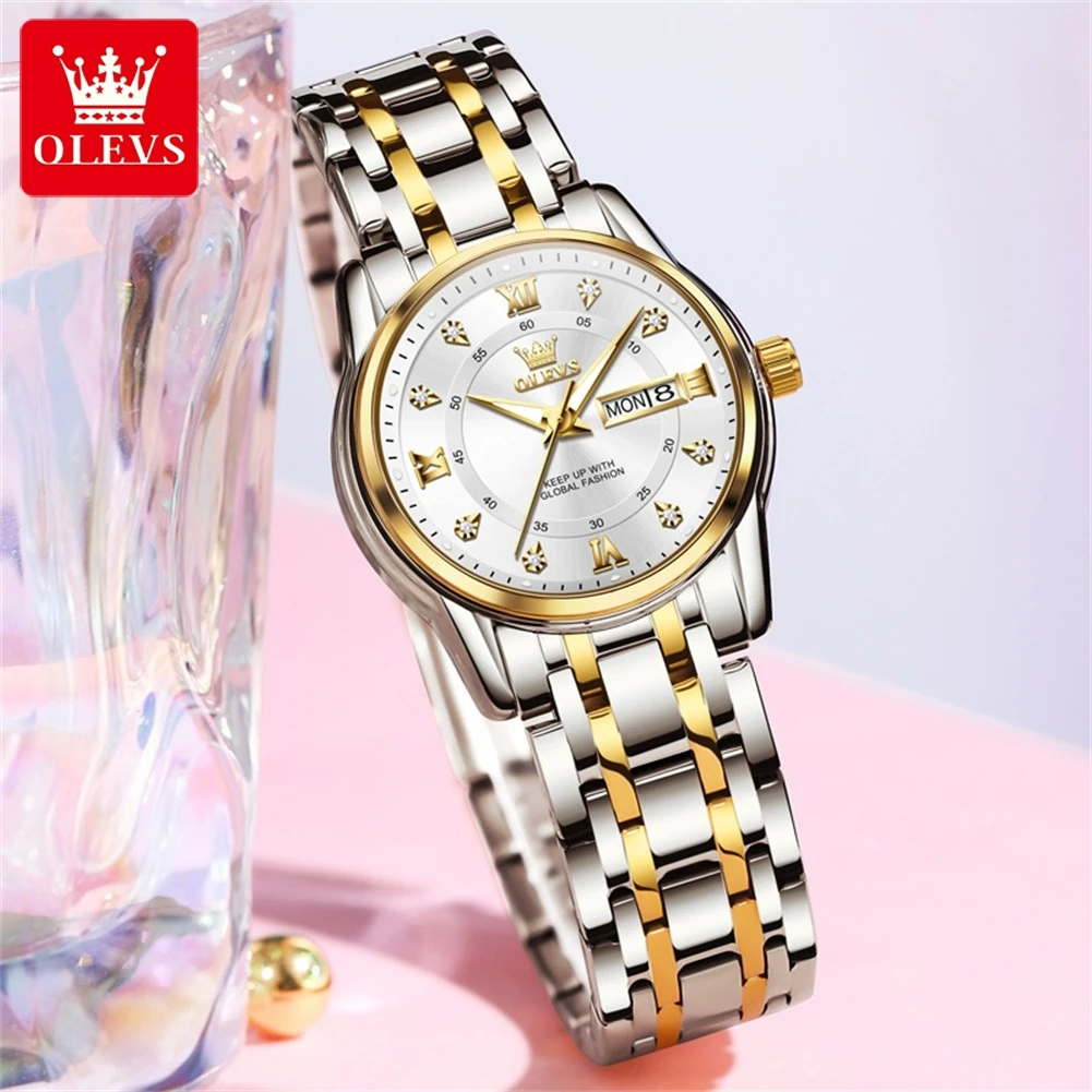 Olevs New Business Women Watch Luxury Quartz Diamond Dial Acciaio Inossidabile Impermeabile Elegante Fashion Ladies Watch Reloj Mujer