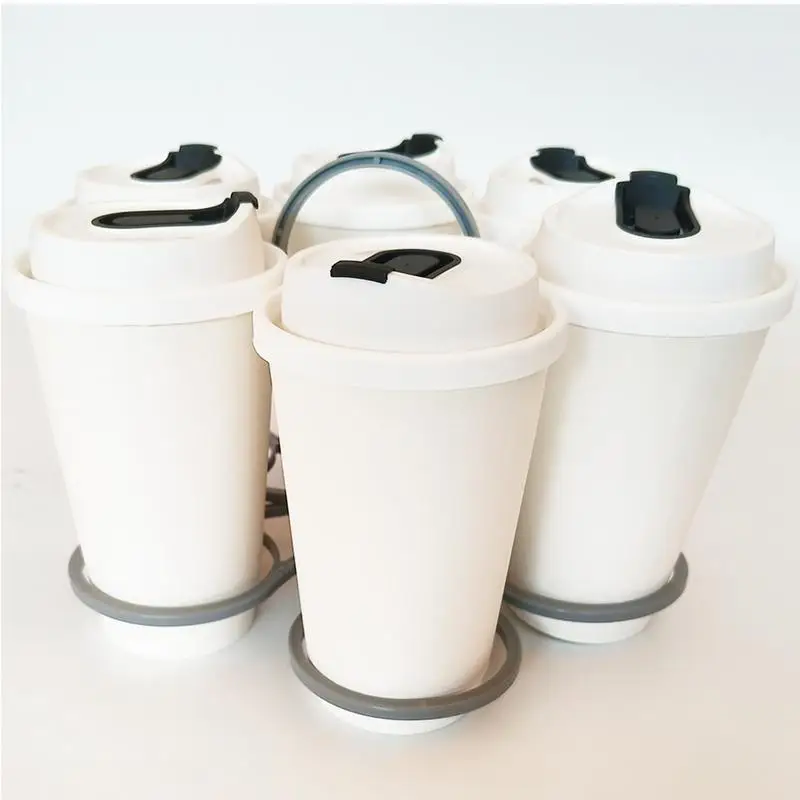 Reusable Drink Carrier 2X Foldable Coffee Carrier Drink Holder Drink Delivery Carrier Fold Away Cup Carrier with Handle 2