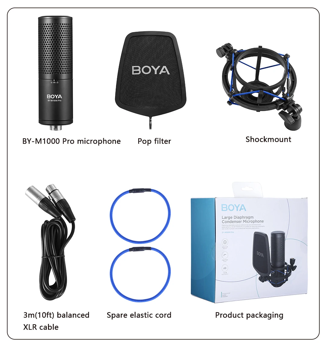 BOYA BY-M1000 PRO Large Diaphragm Condenser Studio Microphone