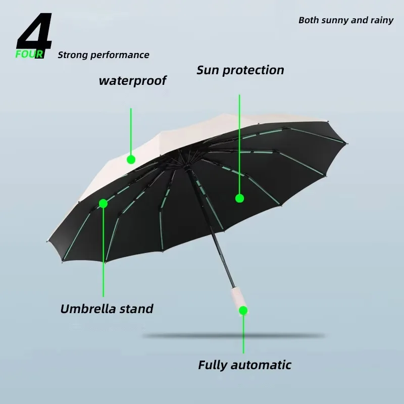 60 Bones Automatic UV Umbrella Strong Windproof Folding Sun Umbrellas sunshade UV Protection Rain Umbrella Outdoor