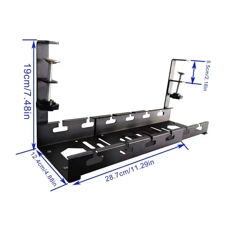 Desk Cable Management Retractable Under Desk Cord Tray No Drill Wire Management Rack Sturdy Computer Cord Organizer for Home images - 6