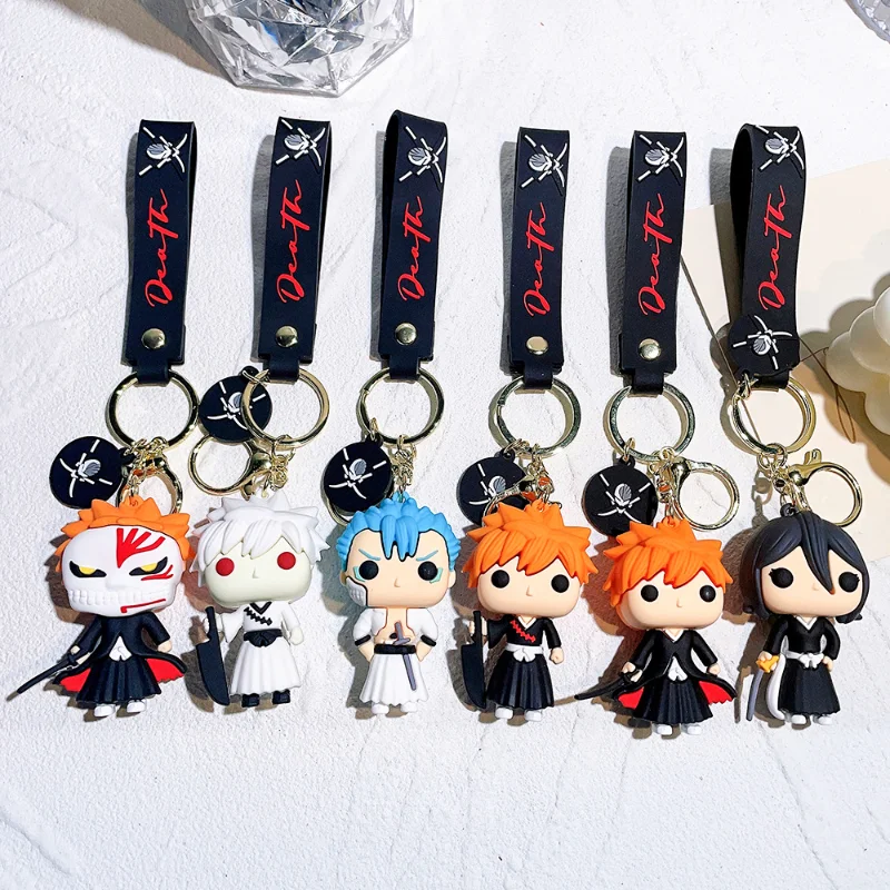 

Japanese Anime BLEACH Silicone Keychain Cartoon Kurosaki Ichigo Cosplay Keyring for Men Car Pendant Charms Accessories Gifts
