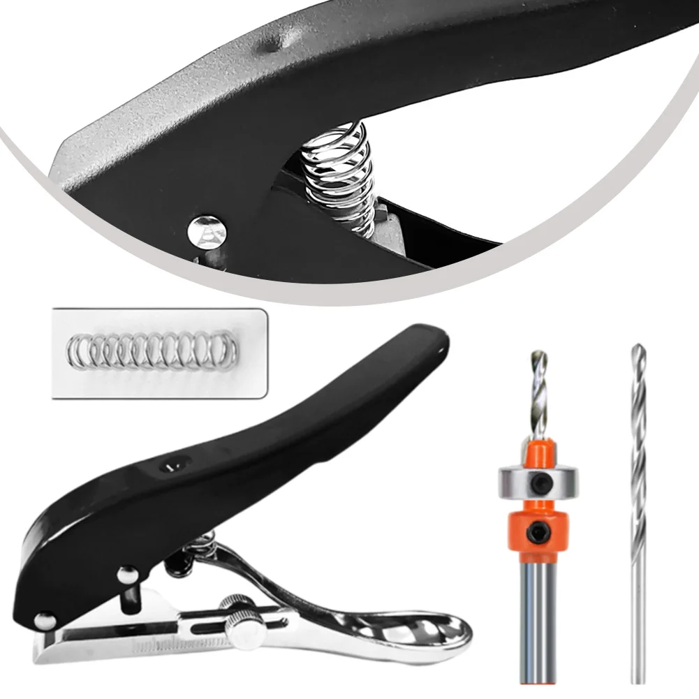 Hole Punch And Countersunk Drill Set For Paper Punching Edge Strip Puncher Countersink Drill Kit Adjustable Depth Tools Parts