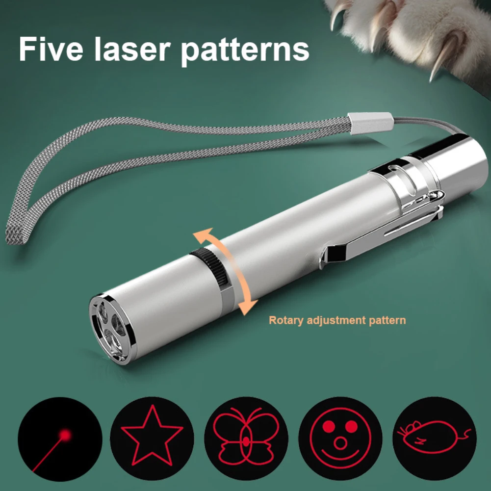 7 In 1 Mode UV Flashlight USB Charging Laser Pet Cat Lamp Multi Pattern Anti-counterfeiting Camping Fishing Purple Light Torch