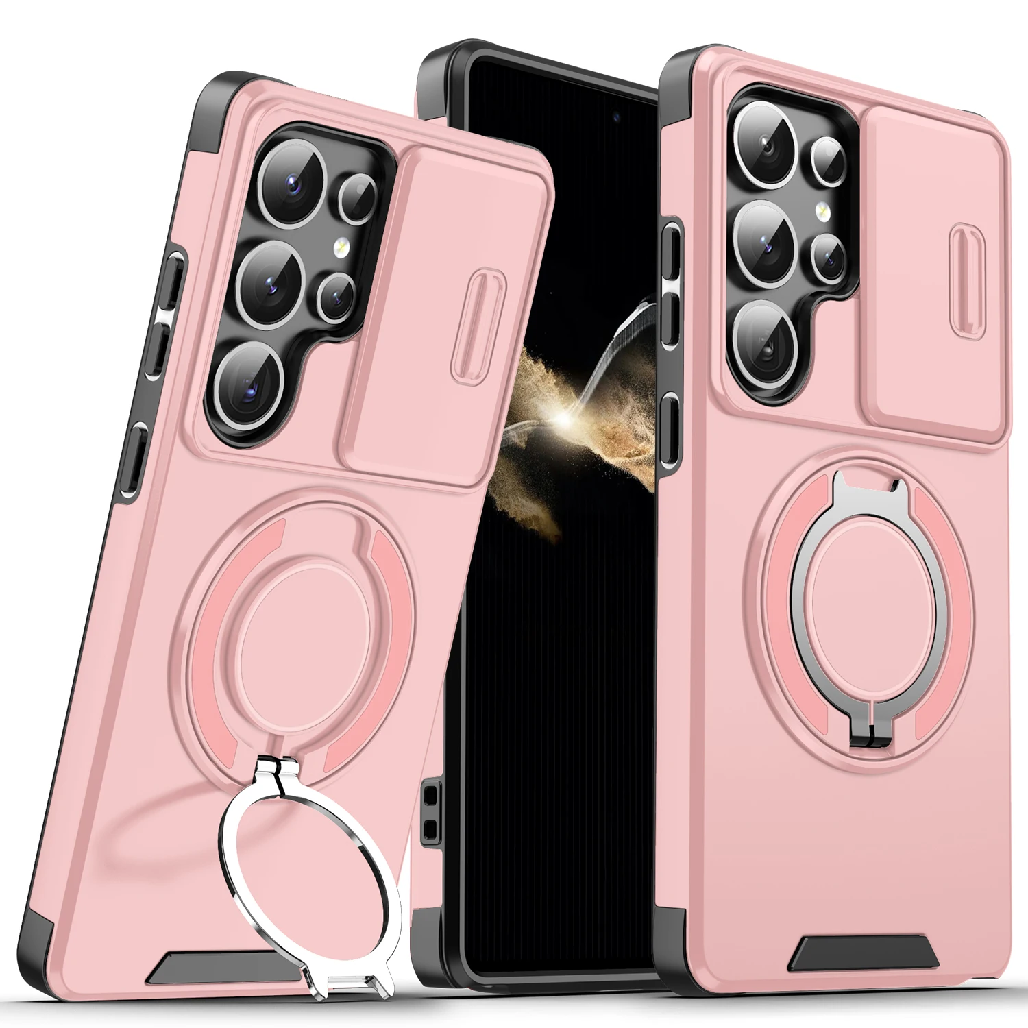 Ultimate Armor Magnetic Bracket Case with Lanyard and Slide Camera Protector - Shockproof Cover
