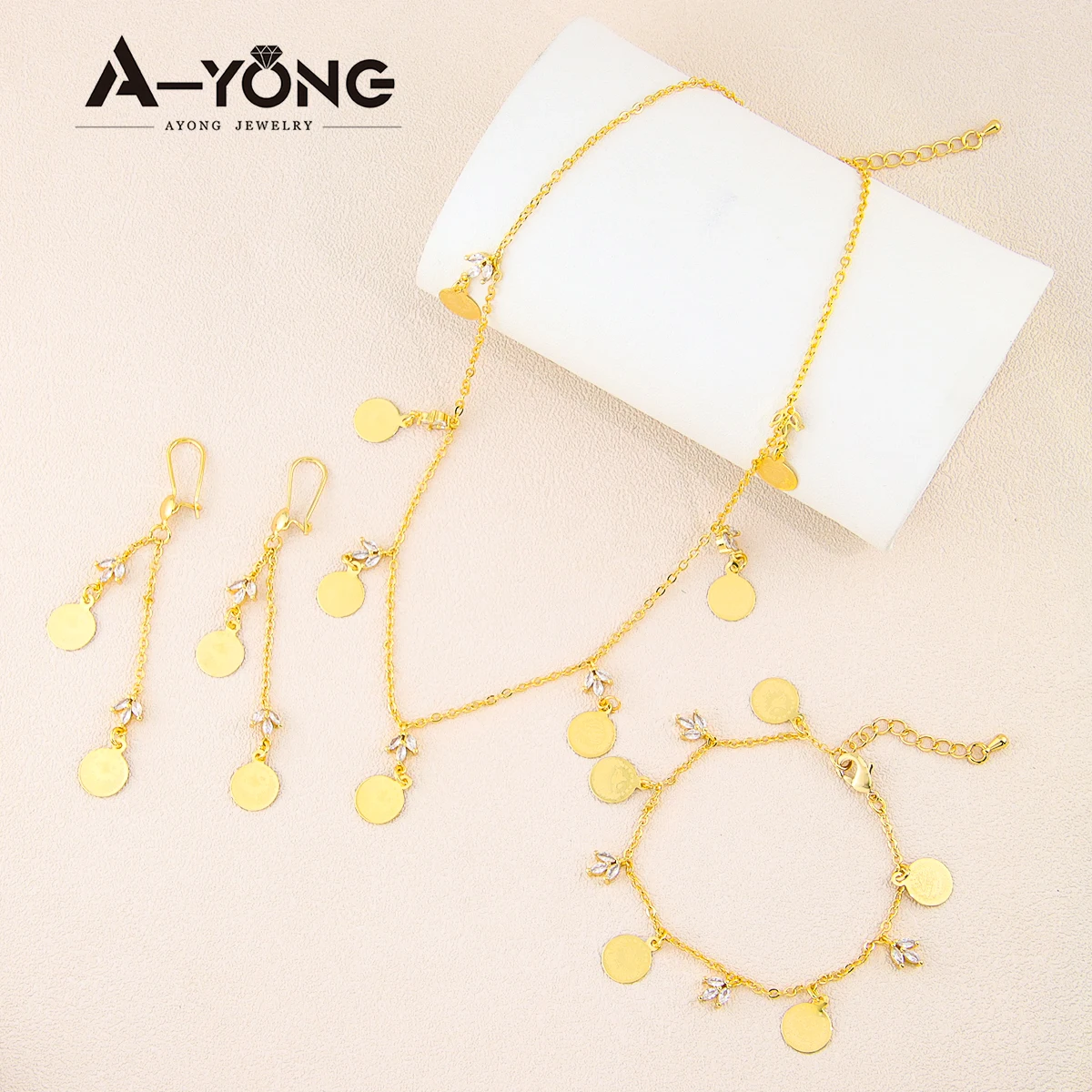 Turkish Coins Necklace Set 21k Gold Plated Copper Arab Elegant Zircon Jewelry for Women Wedding Party Gifts jewelry set gold necklaces