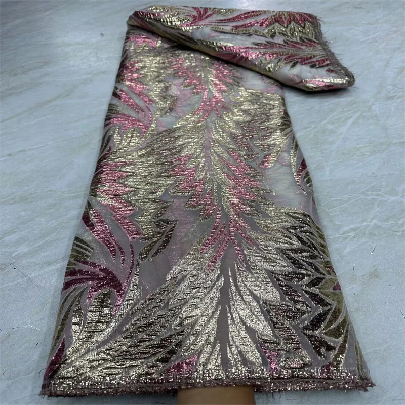 

Высококачественная африканская кружевная ткань, вышивка для женщин, тюль, зеленые цветочные жаккардовые платья, жаккардовая ткань, 5 ярдов ткани