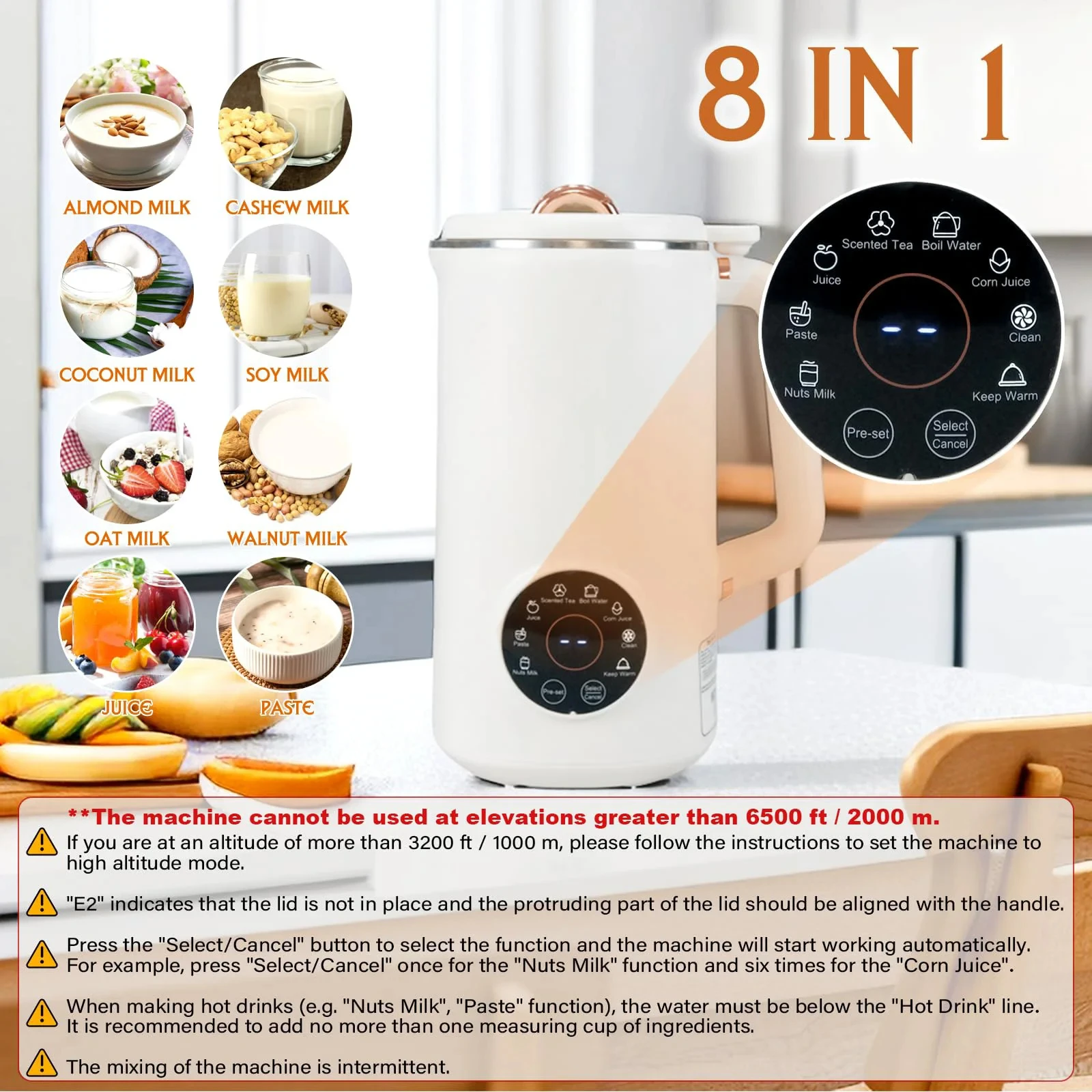 HOMEFISH Nut Milk Maker 8-In-1 Automatic