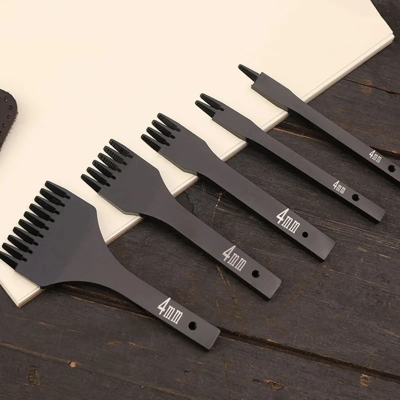 Fenrry 4mm 1/2/4/6 Prong leather hole punch Stitching Punch Tool Leather Hole Punches Spacing Punch Tool Leather Chisel for DIY Hand Sewing