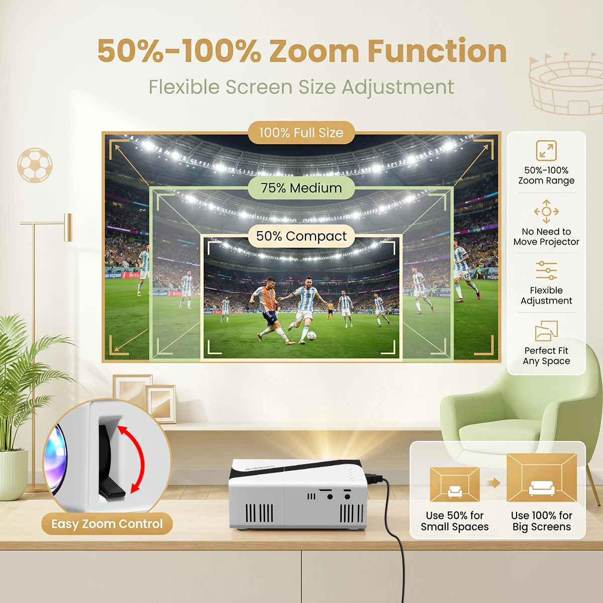 Proiettore portatile con decodifica 4K, risoluzione nativa 720P, supporta la proiezione da cellulare, adatto per dispositivi IOS/TV Stick/USB/Laptop e altri. - immagine 2