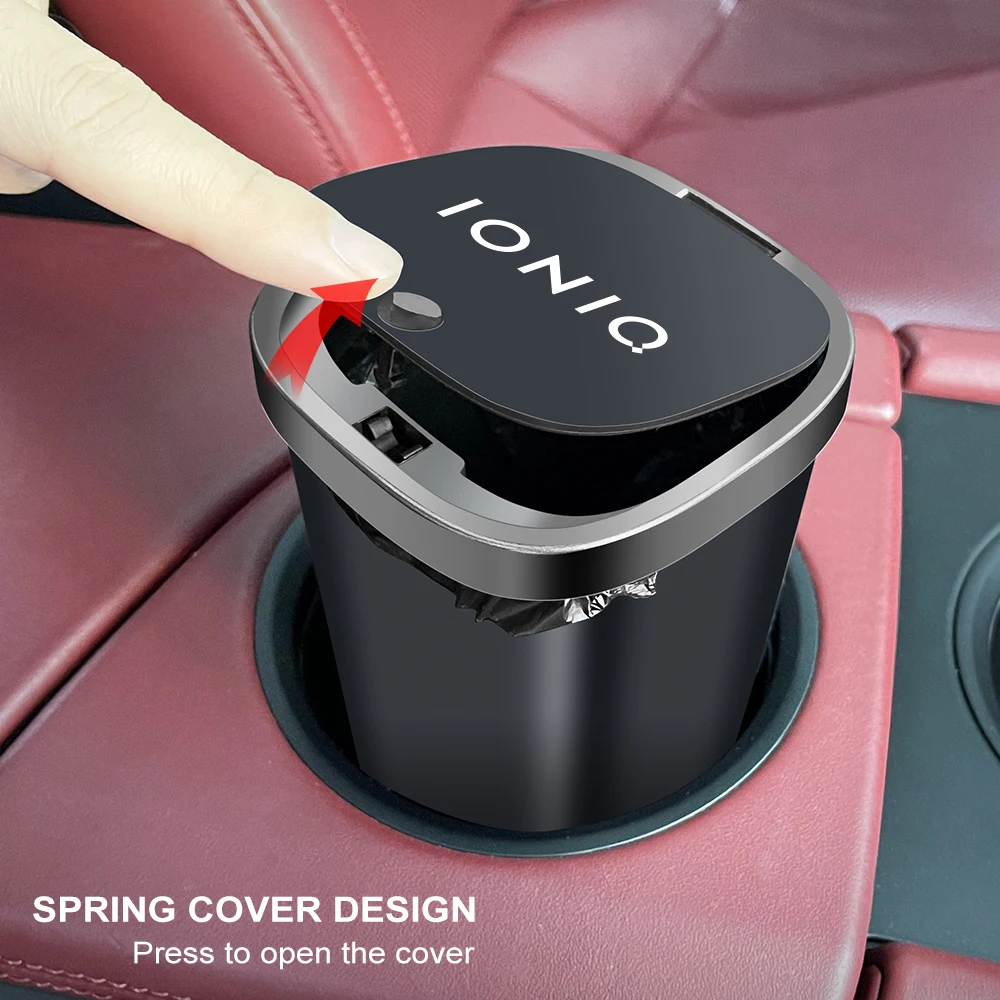 Car Trash Can Vehicle Garbage Dust Case Car Pressing Trash Bin Auto Interior Storage Accessories For Hyundai IONIQ 5 6 7 car trash can