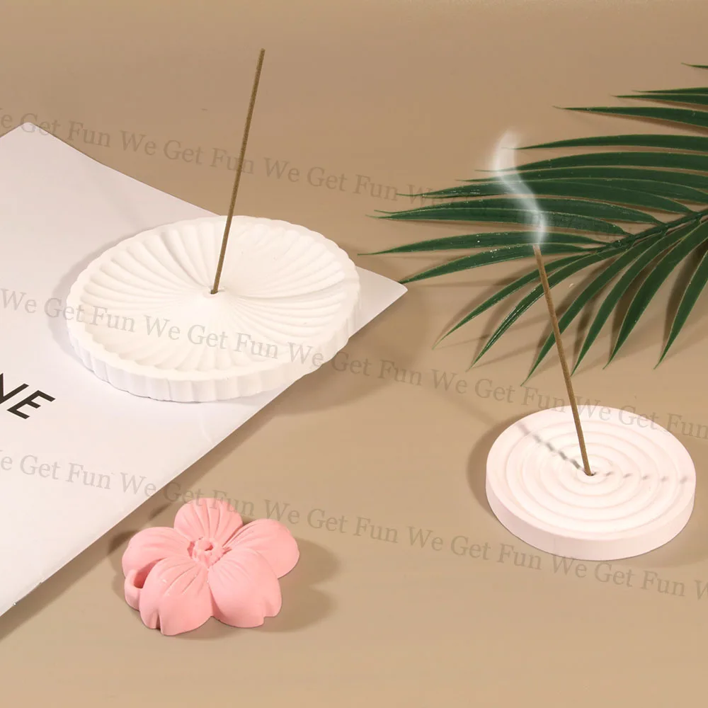 Round Incense Tray Silicone Mold DIY Epoxy Resin Plaster Thread Incense
